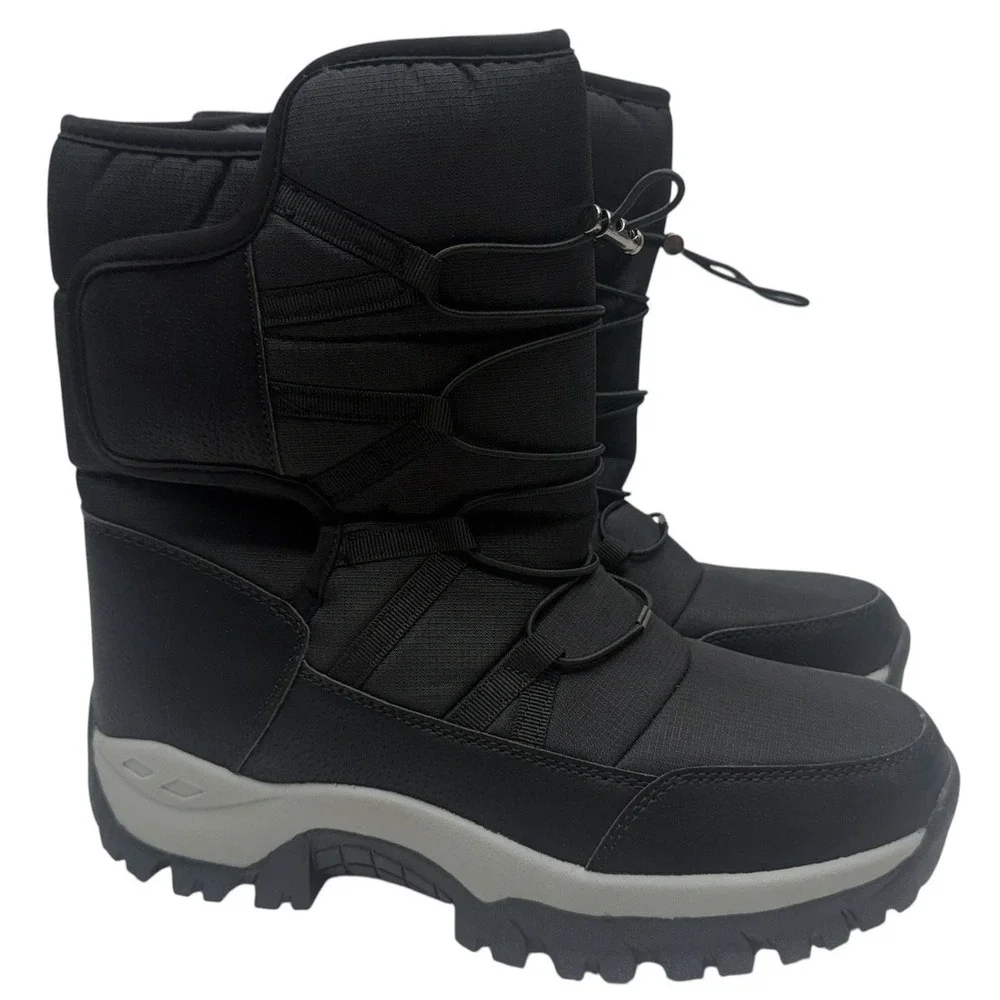 Men's Winter Snow Boots Size EU 43 Black Insulated Mid-Calf Waterproof Style